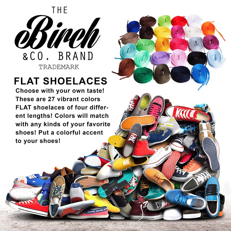 Birch Shoelaces in 27 Colors Flat 5/16" Shoe Laces in 4 Different Lengths (45.5" (115cm), White) - Image 2